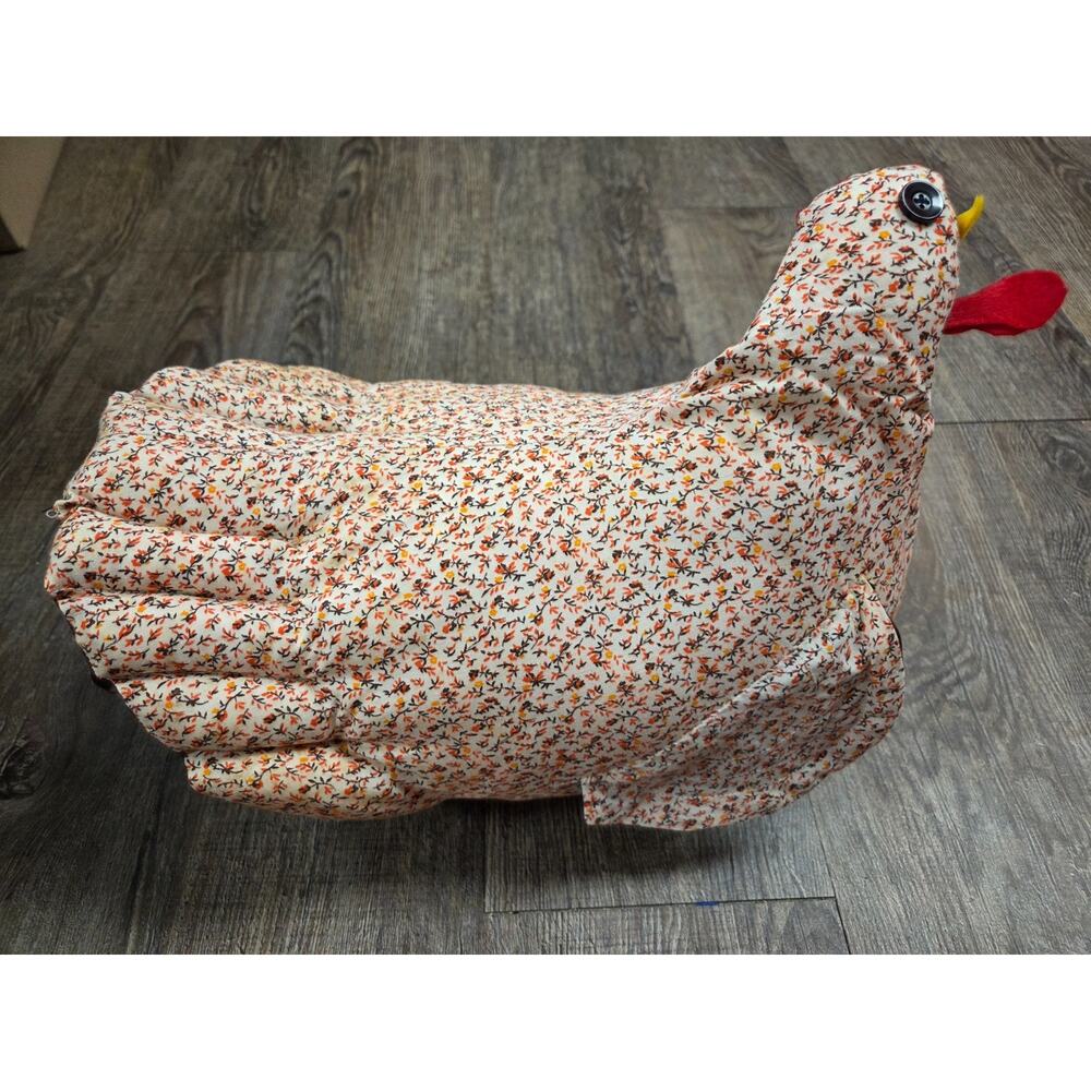 Vintage 1980s 1990s Farmhouse Decor Fabric Weighted Chicken Doorstop Cottage - Picture 6 of 6